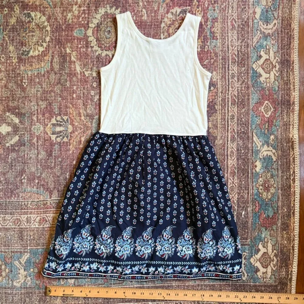 Gap Girls XL 14/16 Sleeveless White and Navy Paisley Patterned Dress